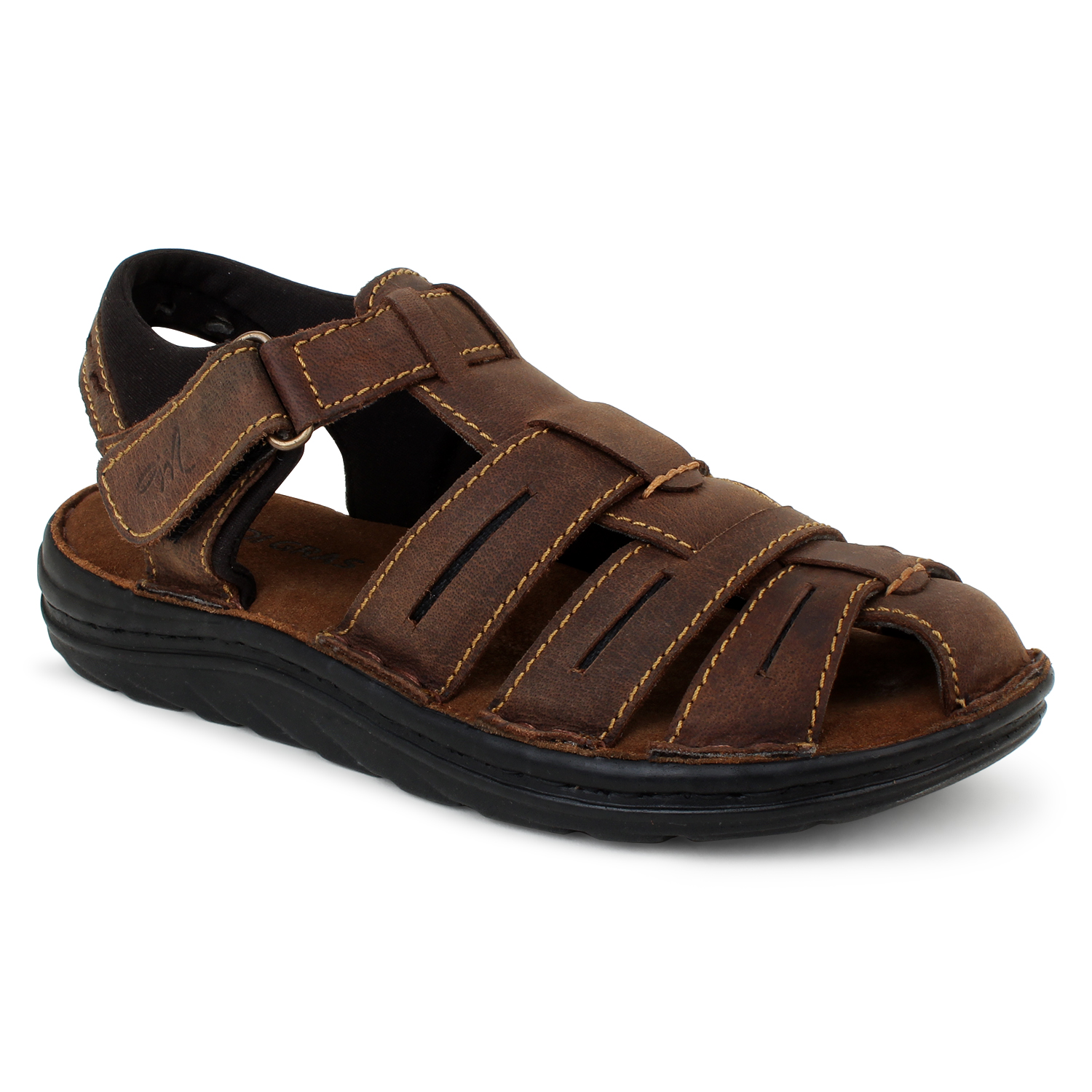 Dark Brown Leather Closed Toe Sandals for Children