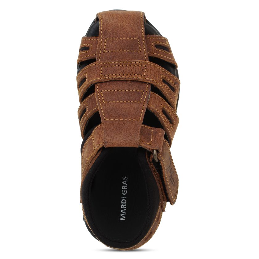 Tan Leather Closed Toe Sandals for Toddlers (Unisex) - Image 6