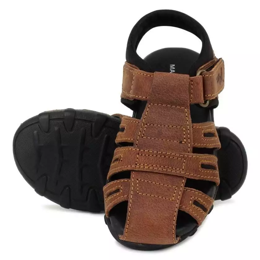 Tan Leather Closed Toe Sandals for Toddlers (Unisex) - Image 3