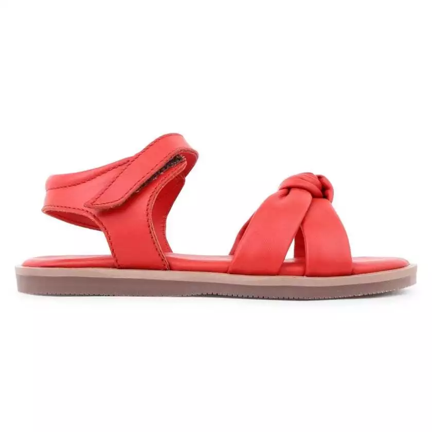 Red  Knot Leather Sandals for Toddler Girls - Image 4