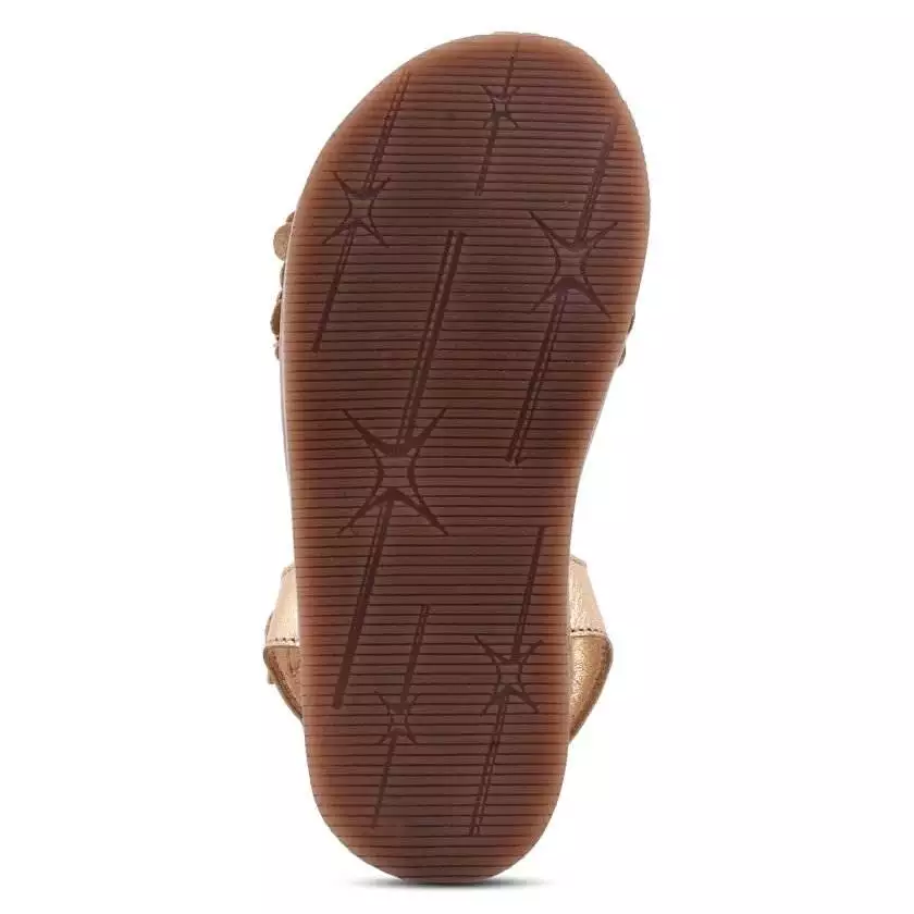 Golden  Flower Leather  Sandals for toddler Girls - Image 6