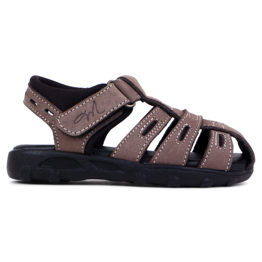 Grey Leather Closed Toe Sandals for Toddlers (Unisex) - Image 4