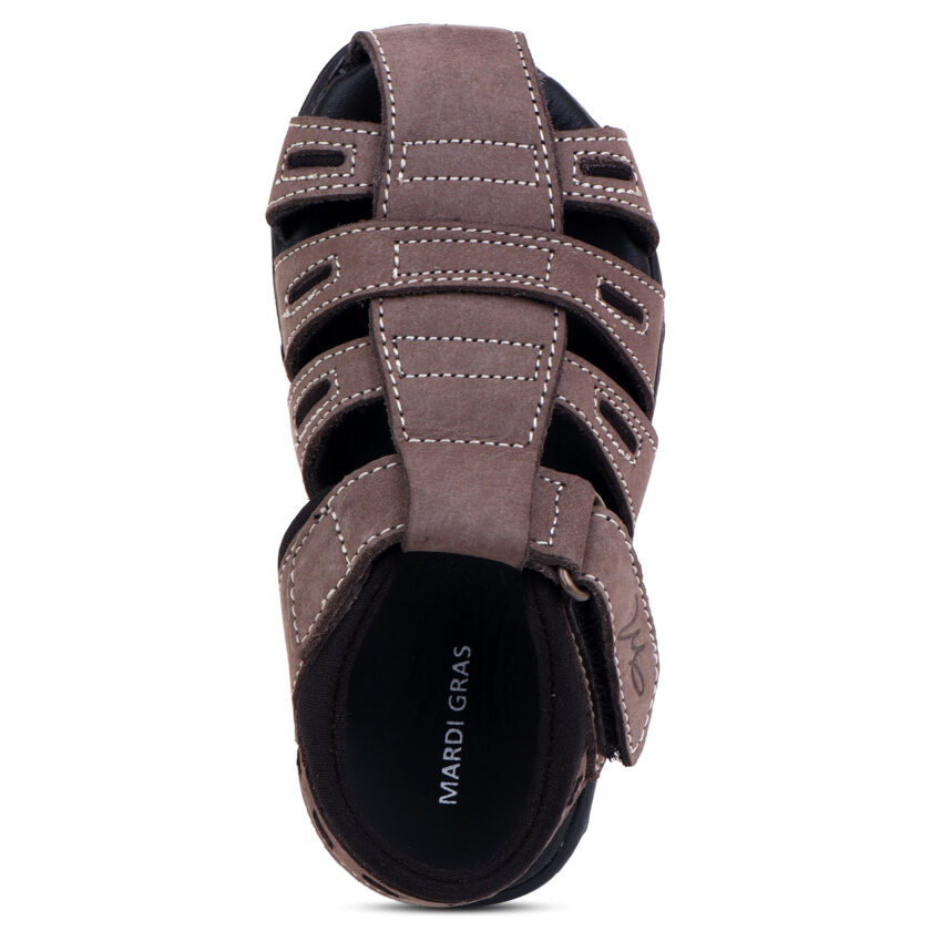 Grey Leather Closed Toe Sandals for Toddlers (Unisex) - Image 2