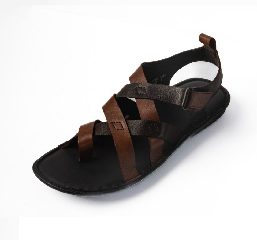 Leather Sandals for Men | Tan Casual Sandals with PU Sole & Foam Insole | Adjustable Straps, Breathable Leather Lining - Image 3