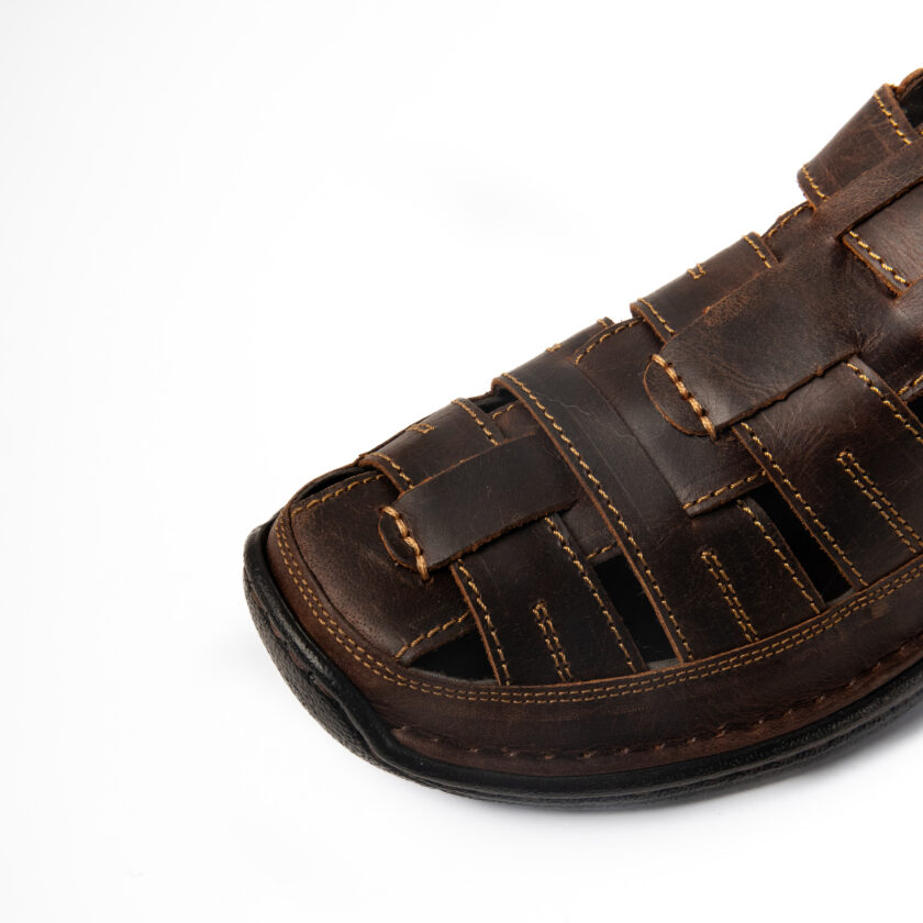 Mardi Gras Men's Genuine Leather Sandals | PU Sole & EVA Insole | Tan Colour | All-Day Comfort | Casual & Office Footwear - Image 3