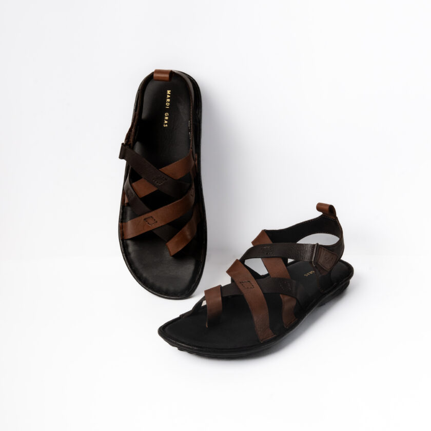 Leather Sandals for Men | Tan Casual Sandals with PU Sole & Foam Insole | Adjustable Straps, Breathable Leather Lining - Image 8