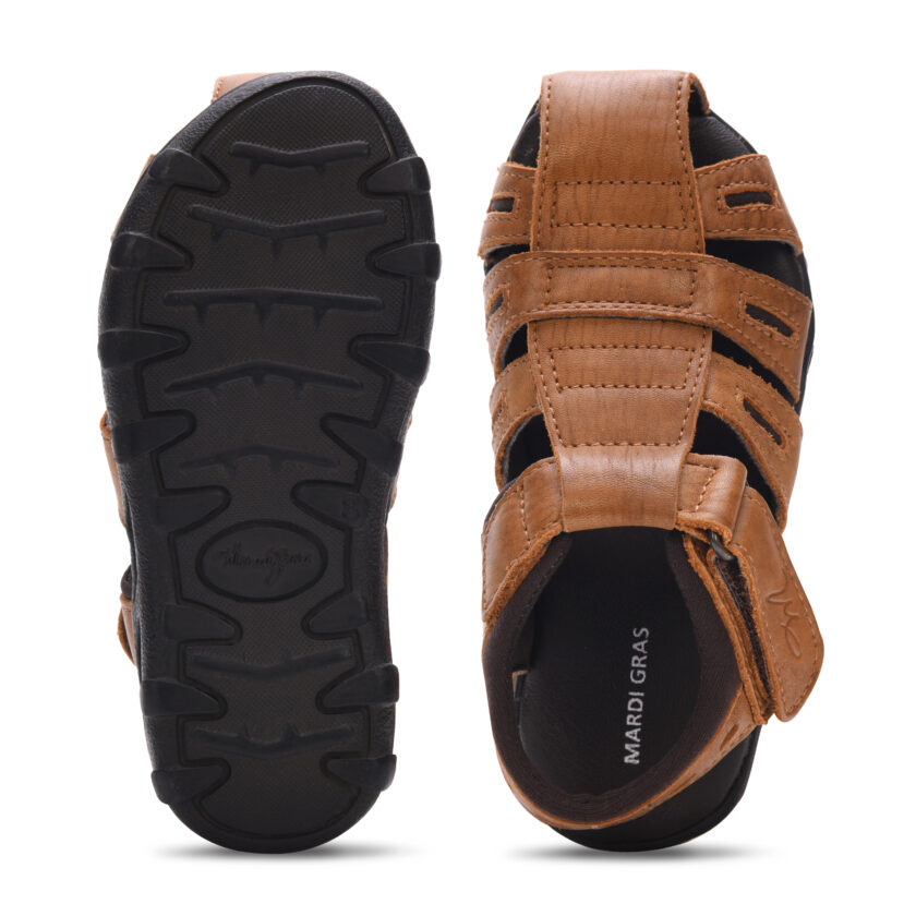 MARDI GRAS Leather Sandals for Boys (2-5 years) | PU Sole, EVA Insole | Lightweight & Comfortable Kids Footwear (Tan1, UK Footwear Size System, Little Kid, Men, Age, Medium, 5 Years) - Image 4