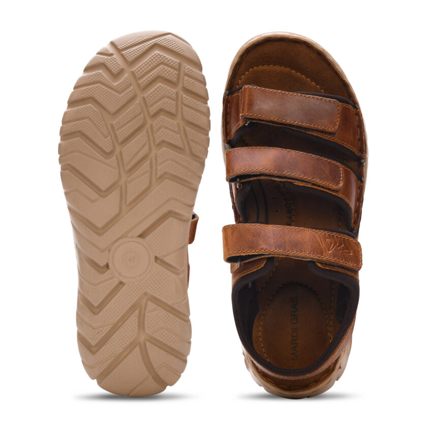 MARDI GRAS Men's Leather Sandals, Cushioned Insole, Comfortable All-Occasion Footwear (UK Footwear Size System, Adult, Men) - Image 4