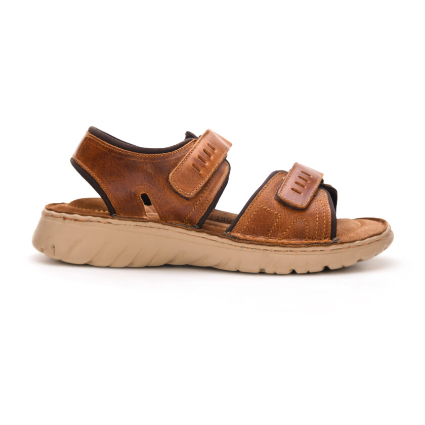 Men's Leather Sandals | Ultra-Lightweight PU Sole | Breathable Summer Footwear | Slip-On Comfort Sandals for Daily Casual Wear - Tan (UK Footwear Size System, Adult, Men) - Image 4
