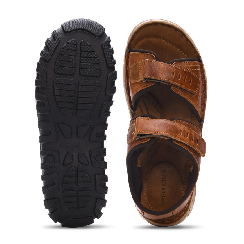 Men's Leather Sandals | Ultra-Lightweight PU Sole | Breathable Summer Footwear | Slip-On Comfort Sandals for Daily Casual Wear - Tan (UK Footwear Size System, Adult, Men) - Image 5