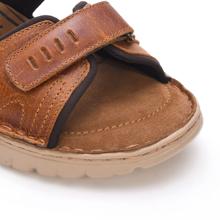 Men's Leather Sandals | Ultra-Lightweight PU Sole | Breathable Summer Footwear | Slip-On Comfort Sandals for Daily Casual Wear - Tan (UK Footwear Size System, Adult, Men) - Image 2