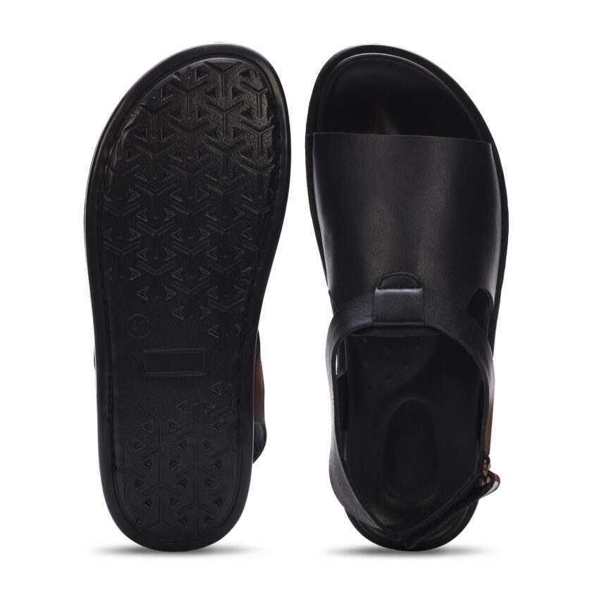 MARDI GRAS Men's Leather Sandals - Genuine Leather Upper, PU Sole, Leather Lining - Comfortable Walking Sandals for Men (Black, UK Footwear Size System, Adult, Men) - Image 4