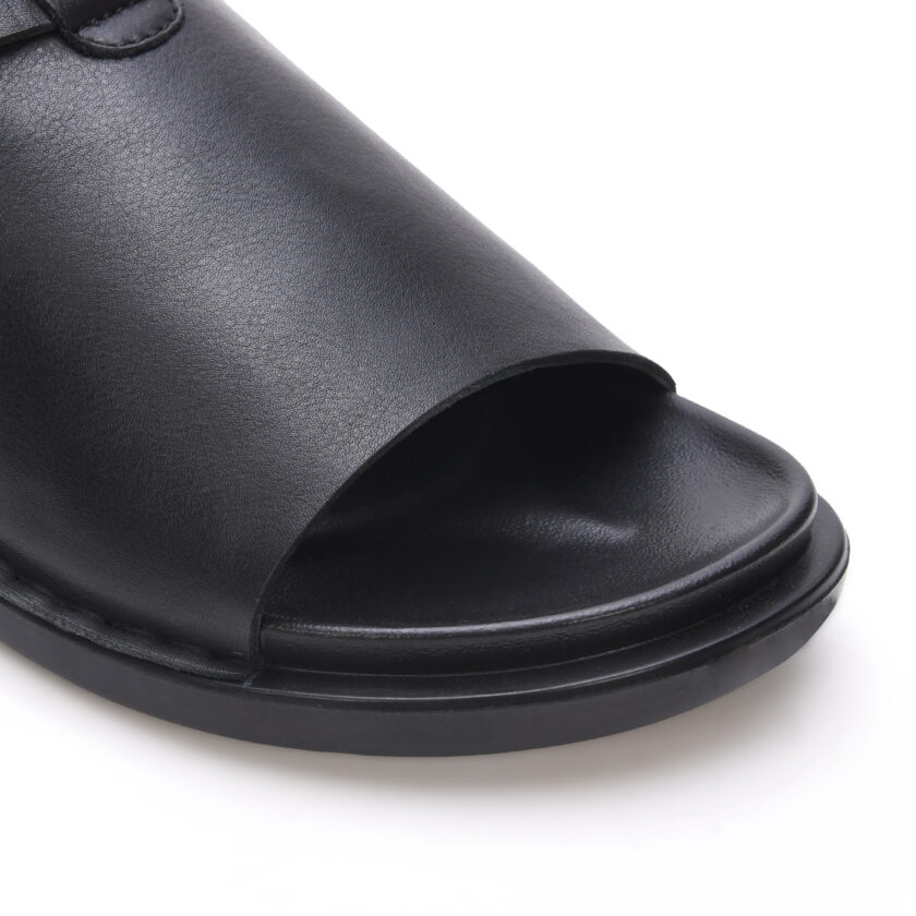 MARDI GRAS Men's Leather Sandals - Genuine Leather Upper, PU Sole, Leather Lining - Comfortable Walking Sandals for Men (Black, UK Footwear Size System, Adult, Men) - Image 5