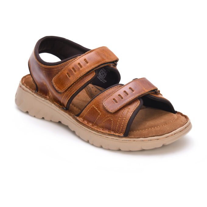 Men's Leather Sandals | Ultra-Lightweight PU Sole | Breathable Summer Footwear | Slip-On Comfort Sandals for Daily Casual Wear - Tan (UK Footwear Size System, Adult, Men)