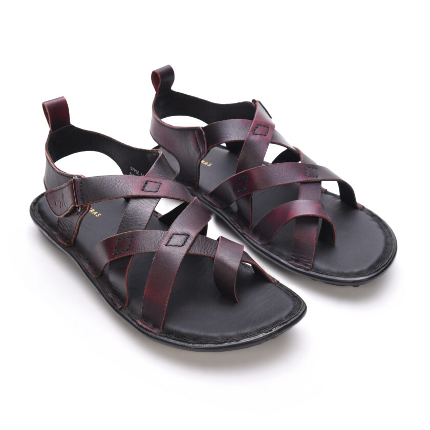 MARDI GRAS Leather Sandals for Men | Casual Sandals with PU Sole & Foam Insole | Adjustable Straps, Breathable Leather Lining (Burgundy, UK Footwear Size System, Adult, Men) - Image 2
