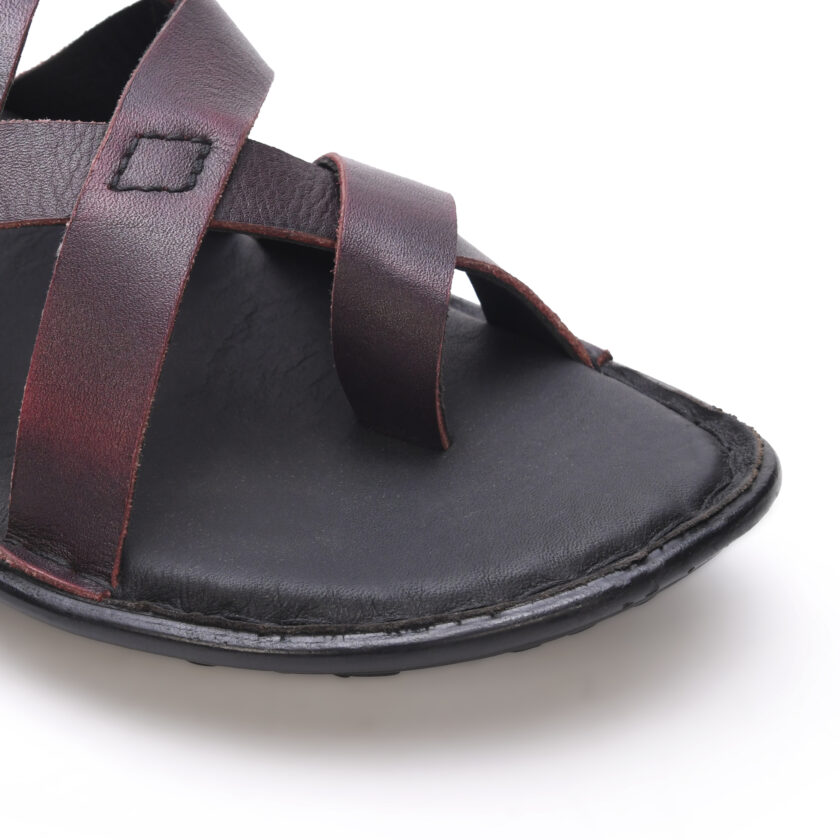 MARDI GRAS Leather Sandals for Men | Casual Sandals with PU Sole & Foam Insole | Adjustable Straps, Breathable Leather Lining (Burgundy, UK Footwear Size System, Adult, Men) - Image 5