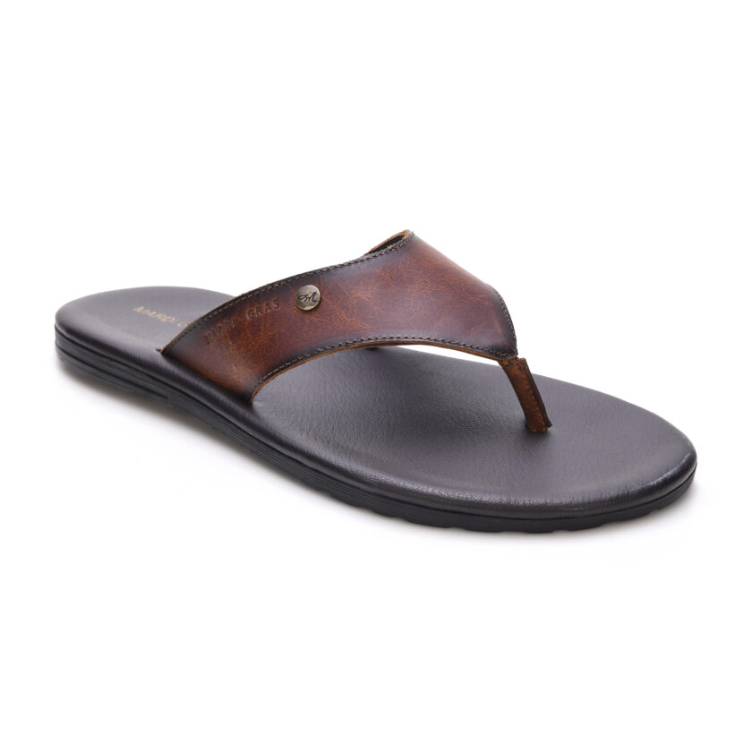 MARDI GRAS Men's Leather Slippers | Thong Sandals For Men | Cushioned Insole | Stylish and Comfortable| Handmade | Leather Chappal For Men - Image 6