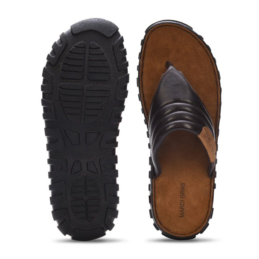 MARDI GRAS Men's Handmade Leather Slippers | Thong Sandals with Cushioned Insole | Stylish & Comfortable Leather Chappal for Men (D.Brown, UK Footwear Size System, Adult for Men - Image 5