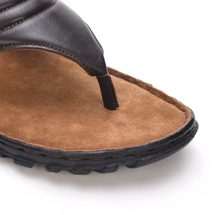 MARDI GRAS Men's Handmade Leather Slippers | Thong Sandals with Cushioned Insole | Stylish & Comfortable Leather Chappal for Men (D.Brown, UK Footwear Size System, Adult for Men - Image 6