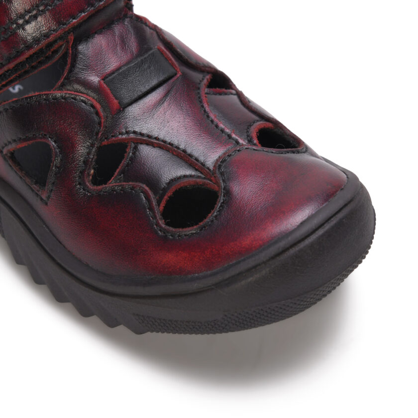 MARDI GRAS Premium Kids Leather Sandals - Boys Girls Unisex Summer Footwear - Adjustable Velcro Straps - Breathable Comfort for Active Children (Burgundy, UK Footwear Size System, Toddler) - Image 5