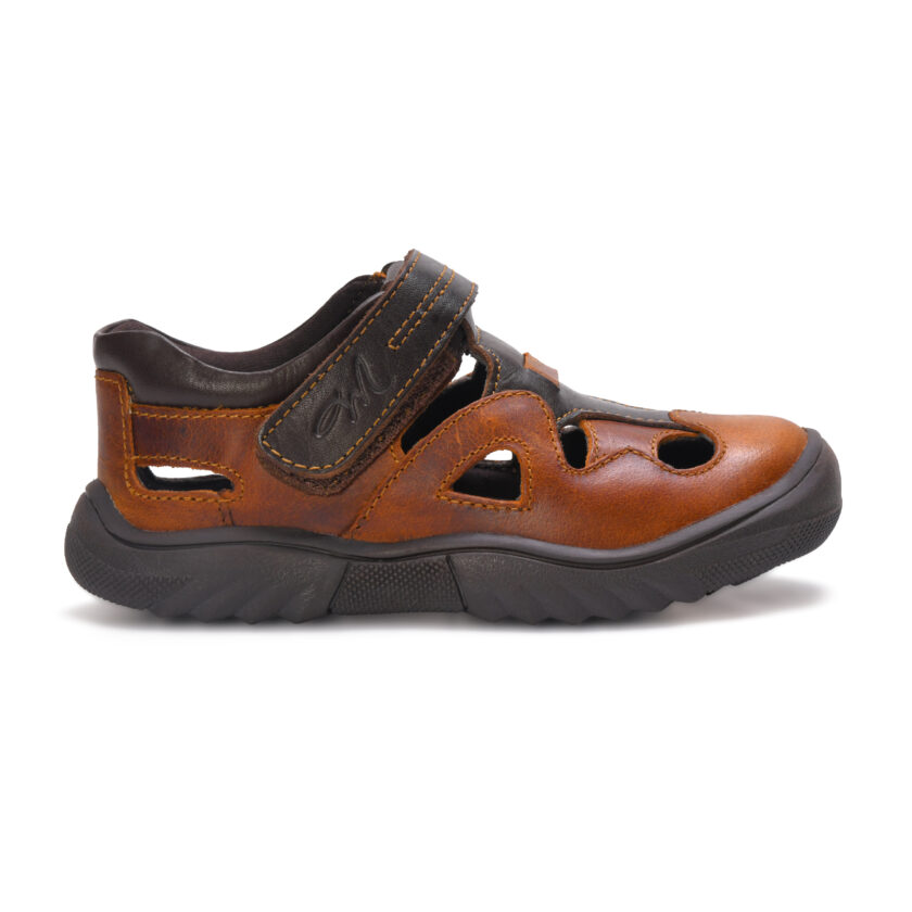 MARDI GRAS Premium Kids Leather Sandals - Boys Girls Unisex Summer Footwear - Adjustable Velcro Straps - Breathable Comfort for Active Children (Tan/D.Brown, UK Footwear Size System, Toddler) - Image 3