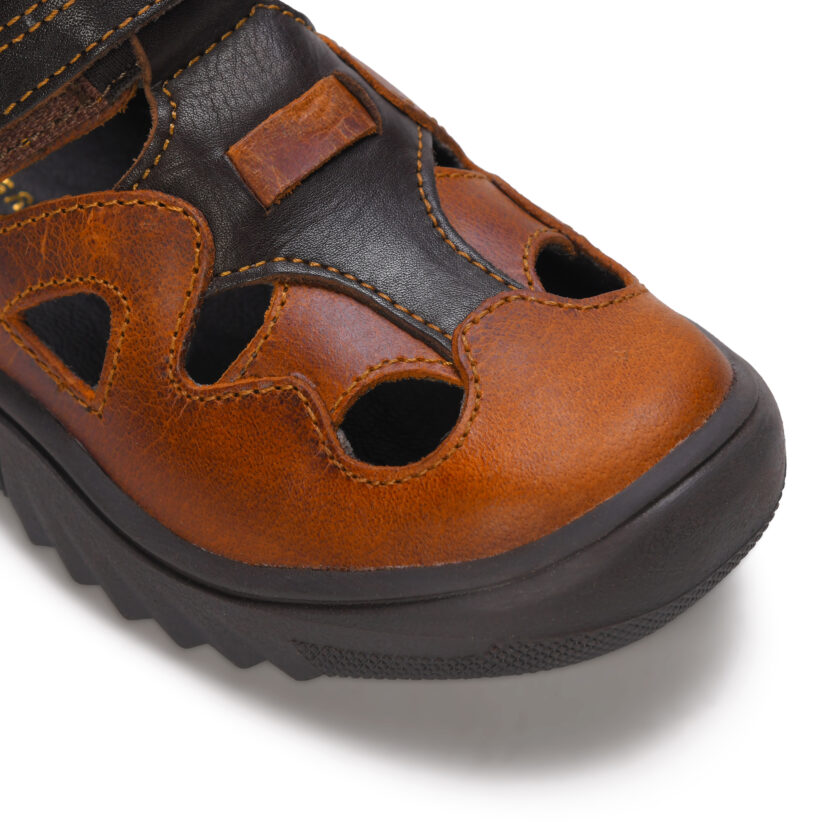 MARDI GRAS Premium Kids Leather Sandals - Boys Girls Unisex Summer Footwear - Adjustable Velcro Straps - Breathable Comfort for Active Children (Tan/D.Brown, UK Footwear Size System, Toddler) - Image 5