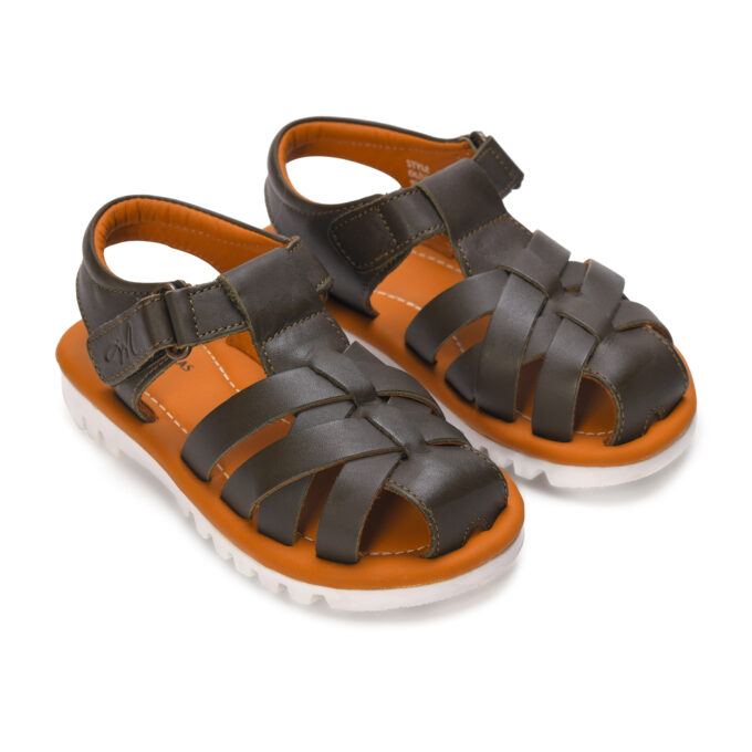 MARDI GRAS Casual Velcro Sandal For Kids | Comfortable and Cushioned Footbed | Durable Summer Footwear for Outdoor | Ideal for Everyday Wear (Olive, UK Footwear Size System, Toddler)