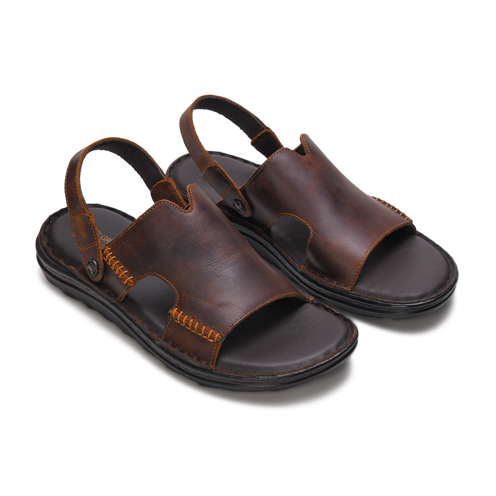 MARDI GRAS Men's Premium Leather Sandals - Comfortable Open-Toe Summer Sandals with Adjustable Straps (Brown, UK Footwear Size System, Adult, Men)