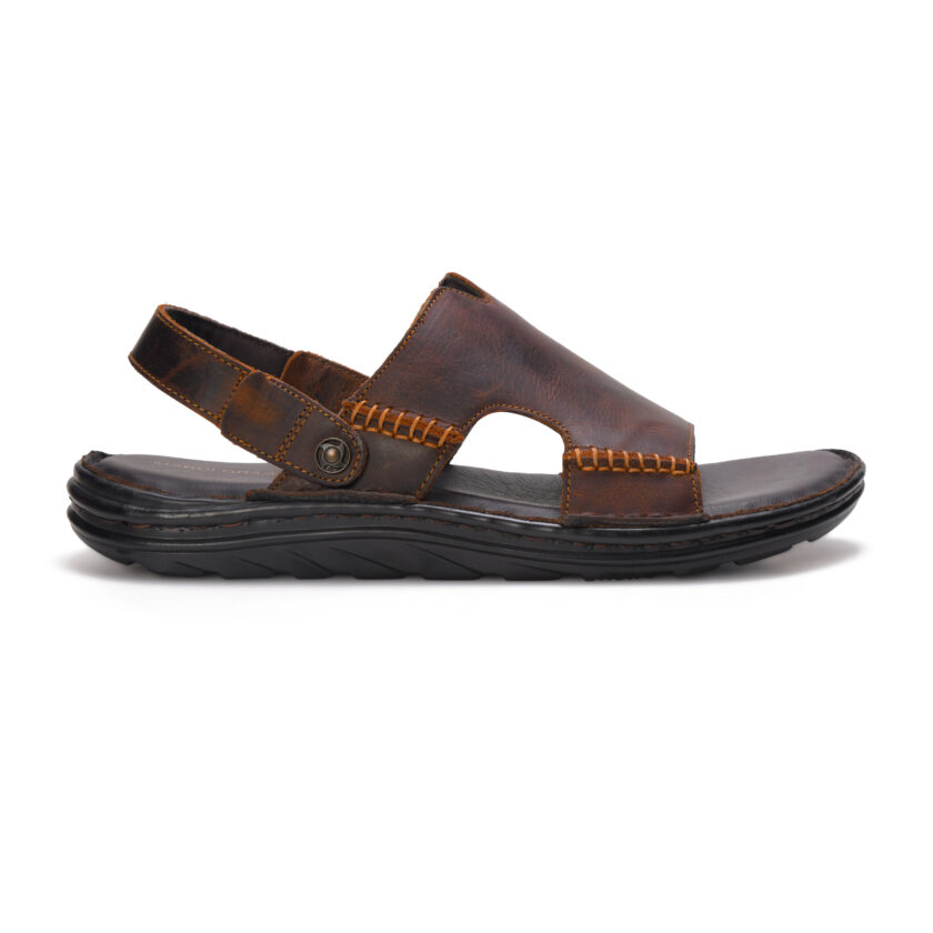 MARDI GRAS Men's Premium Leather Sandals - Comfortable Open-Toe Summer Sandals with Adjustable Straps (Brown, UK Footwear Size System, Adult, Men) - Image 3
