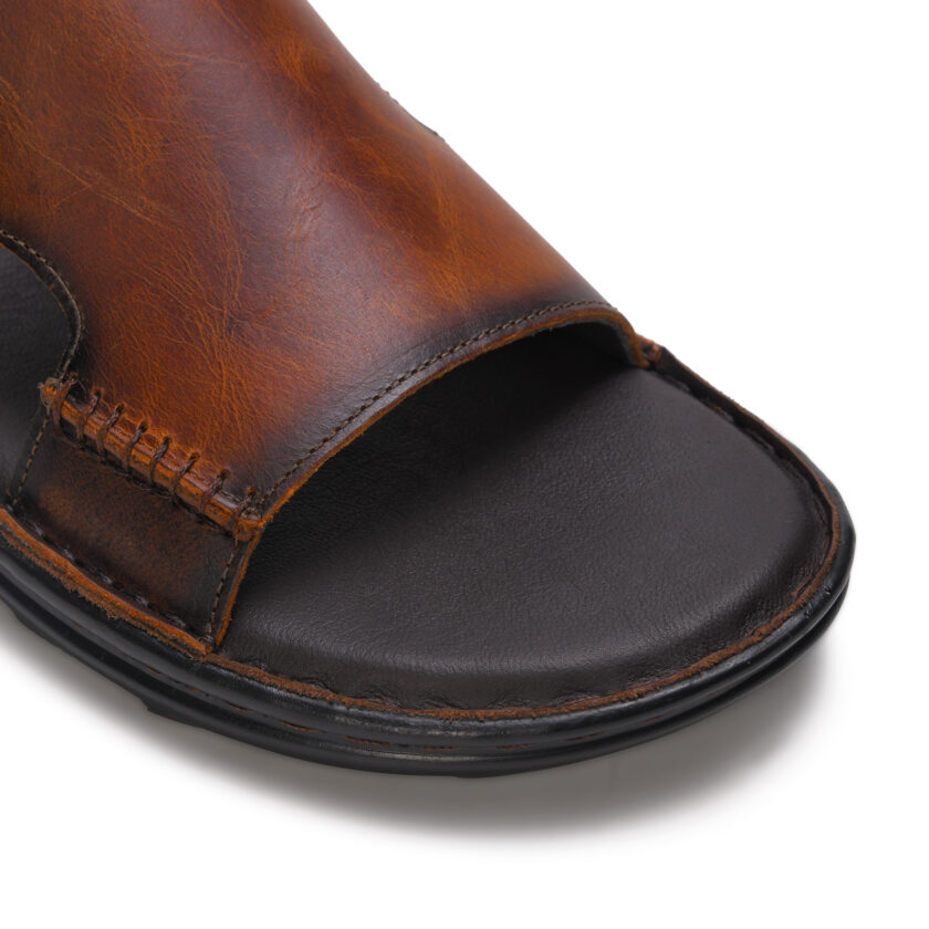 MARDI GRAS Men's Premium Leather Sandals - Comfortable Open-Toe Summer Sandals with Adjustable Straps (Tan/Brown, UK Footwear Size System, Adult, Men) - Image 5