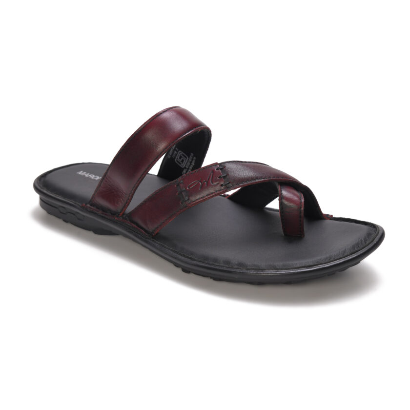 MARDI GRAS Leather Single Toed Chappal for Men – Stylish & Comfortable Leather Slippers for Office, Formal, and Casual Wear (Burgundy, UK Footwear Size System, Adult, Men) - Image 3