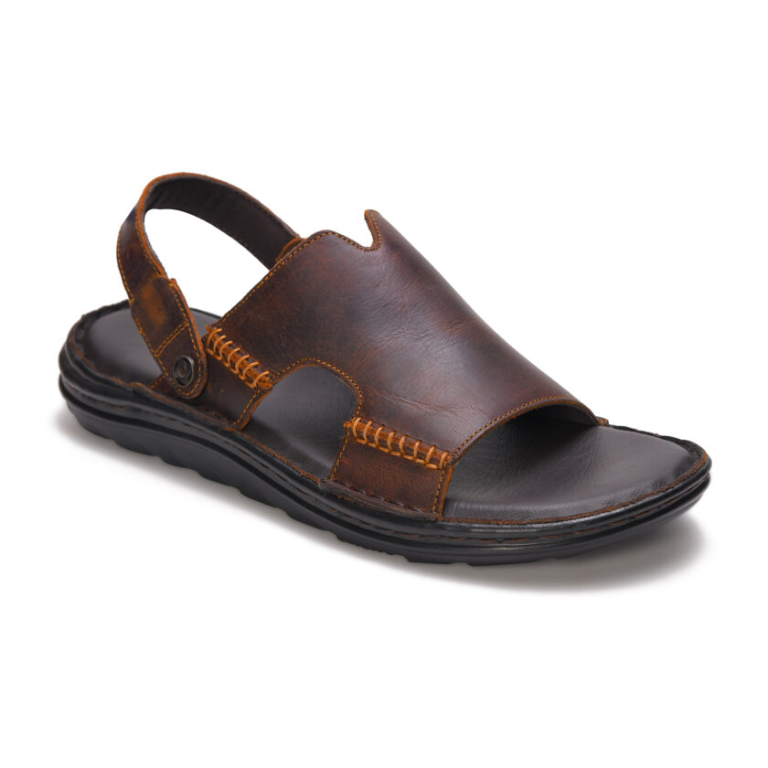 MARDI GRAS Men's Premium Leather Sandals - Comfortable Open-Toe Summer Sandals with Adjustable Straps (Brown, UK Footwear Size System, Adult, Men) - Image 6