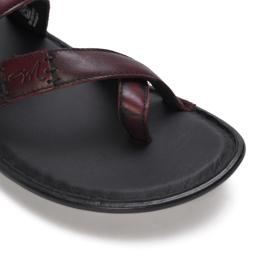 MARDI GRAS Leather Single Toed Chappal for Men – Stylish & Comfortable Leather Slippers for Office, Formal, and Casual Wear (Burgundy, UK Footwear Size System, Adult, Men) - Image 6